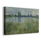 Canvas art print featuring an impressionist view of Seine with reflections and greenery, displayed at an angle