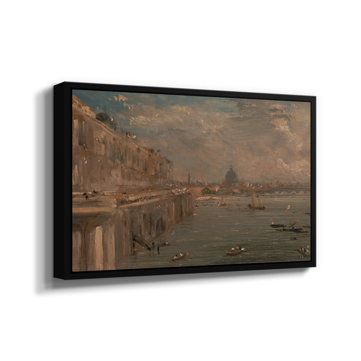 Somerset House Terrace from Waterloo Bridge, c. 1819 - Floater Framed Canvas Print