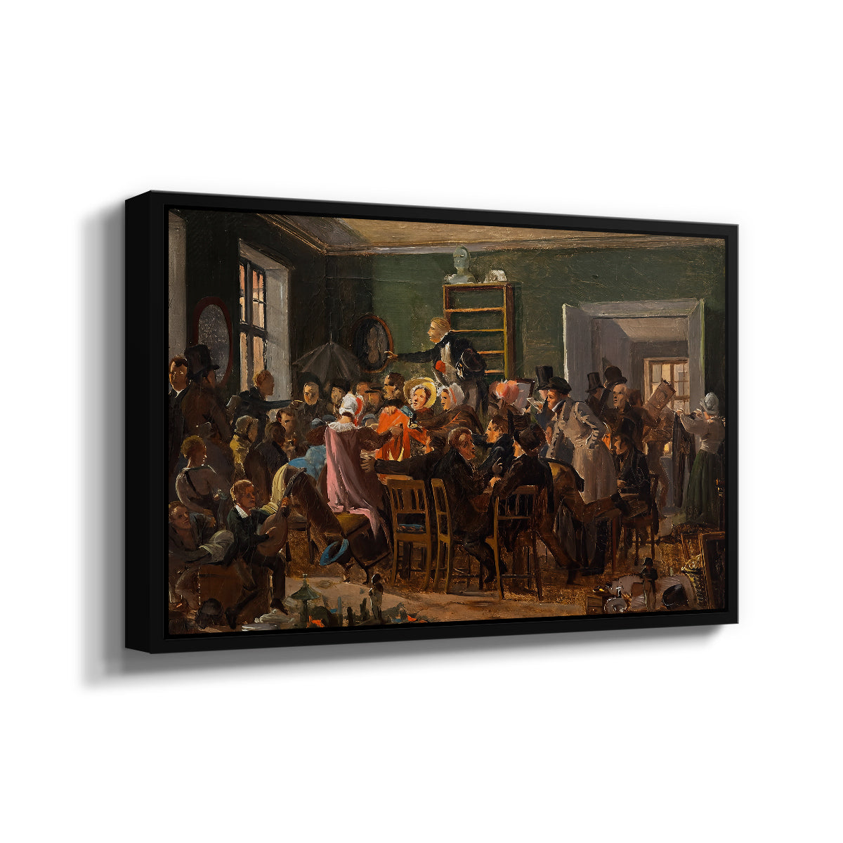 An Auction Scene, 1835 - Floater Framed Canvas Print