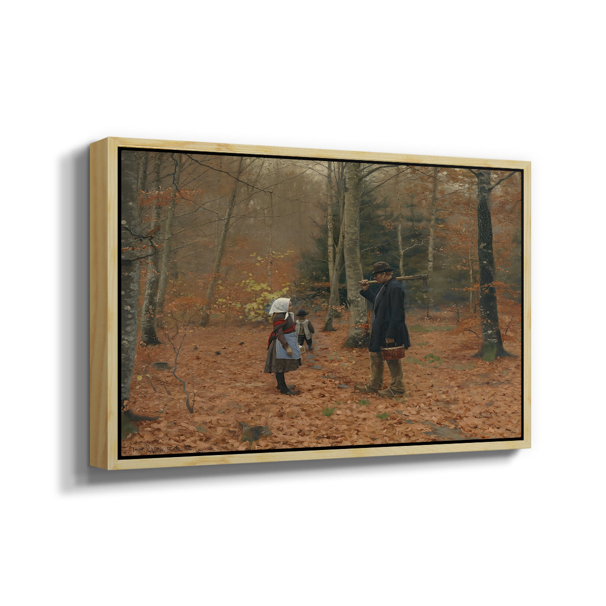 The Woodman and his Children, 1886 - Floater Framed Canvas Print