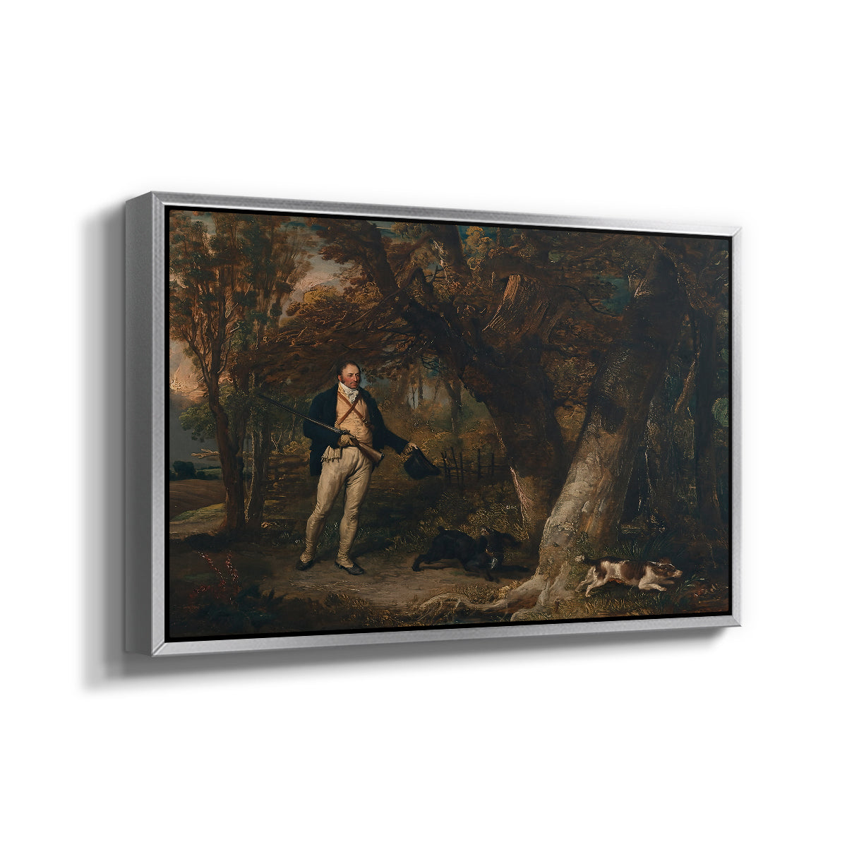 The Reverend Thomas Levett and Favourite Dogs, Cock-Shooting, 1811 - Floater Framed Canvas Print