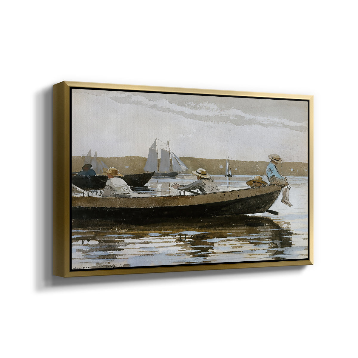 Boys in a Dory, 1873 - Floater Framed Canvas Print