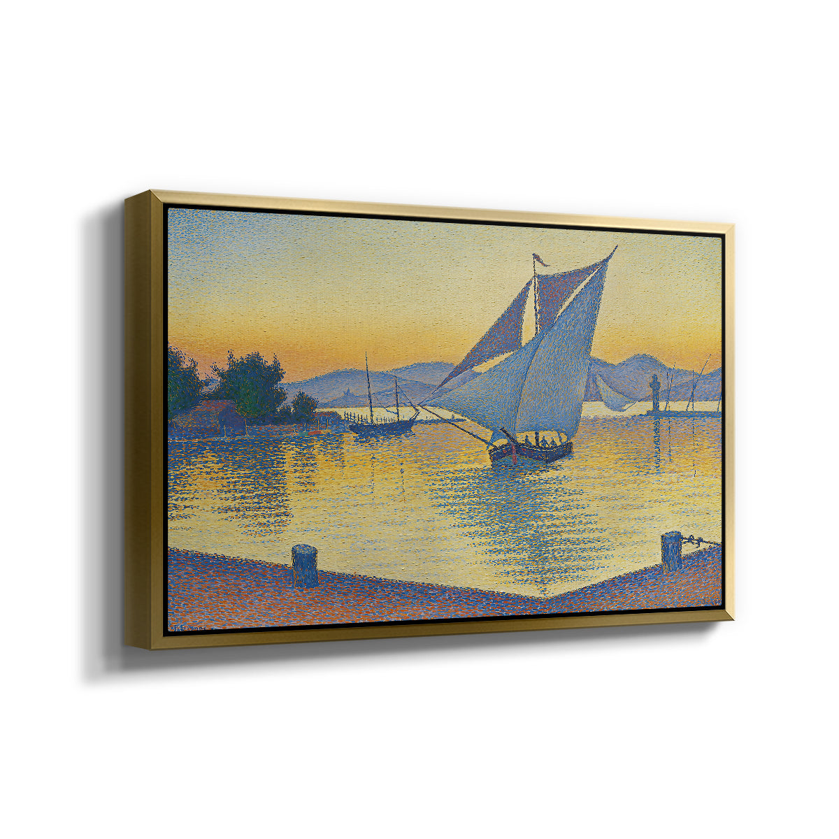 The Port at Sunset, Opus 236, Saint Tropez, 1892 - Floater Framed Canvas Print