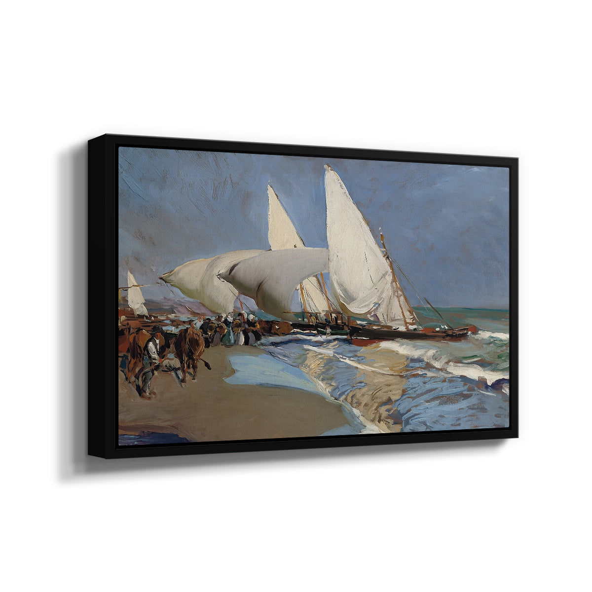 The Beach at Valencia, 1908 - Floater Framed Canvas Print