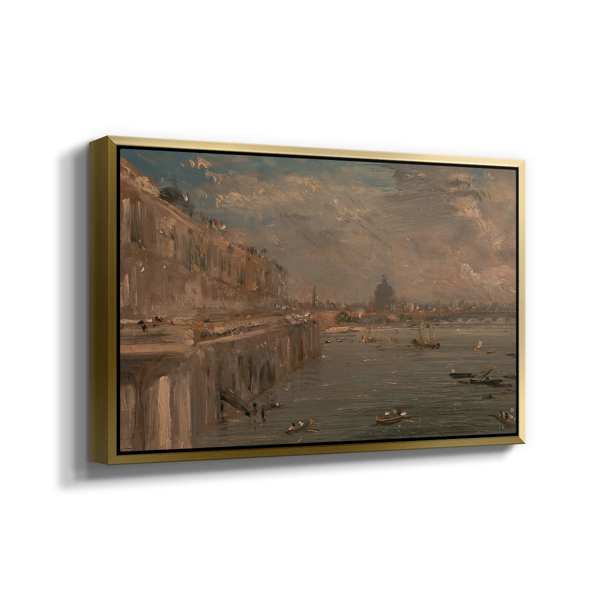 Somerset House Terrace from Waterloo Bridge, c. 1819 - Floater Framed Canvas Print