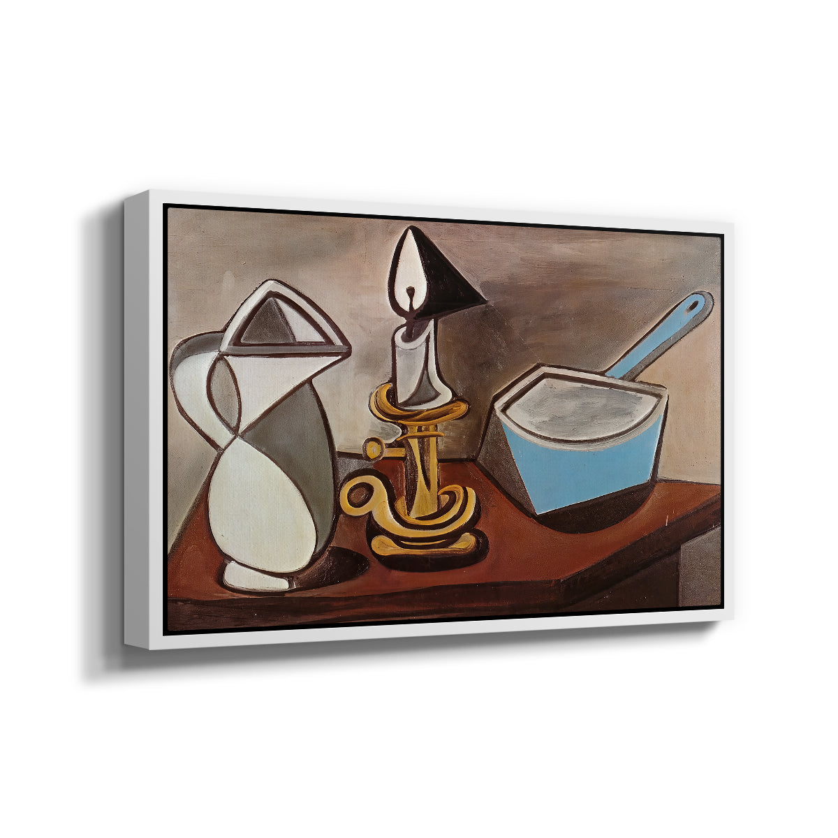 Jug, Candle, and Enamel Pan, 1950 - Floater Framed Canvas Print