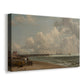 Canvas art print featuring a coastal scene with structure in water, displayed at an angle