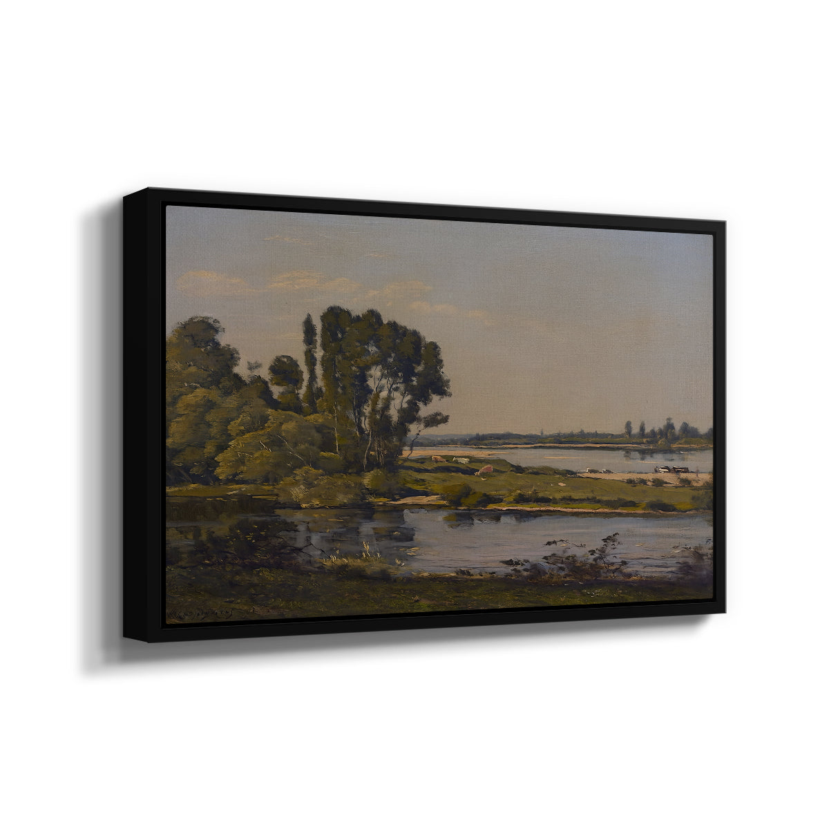 Landscape with a River, 1892 - Floater Framed Canvas Print