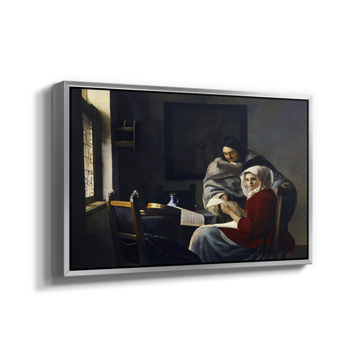 Girl Interrupted at Her Music, c. 1658-1659 - Floater Framed Canvas Print