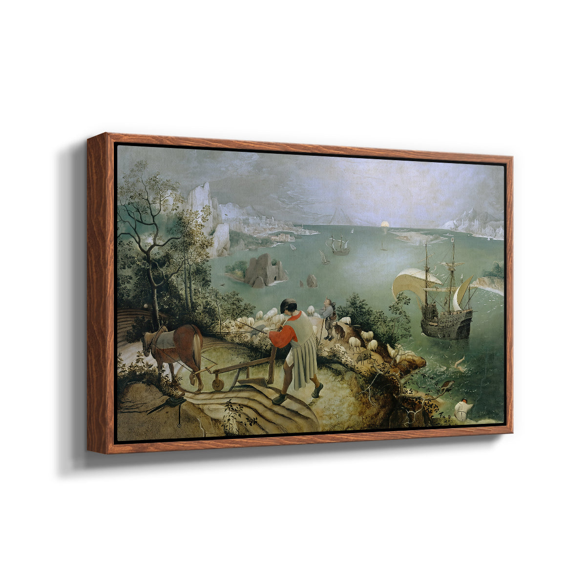 Landscape with the Fall of Icarus, c. 1560 - Floater Framed Canvas Print
