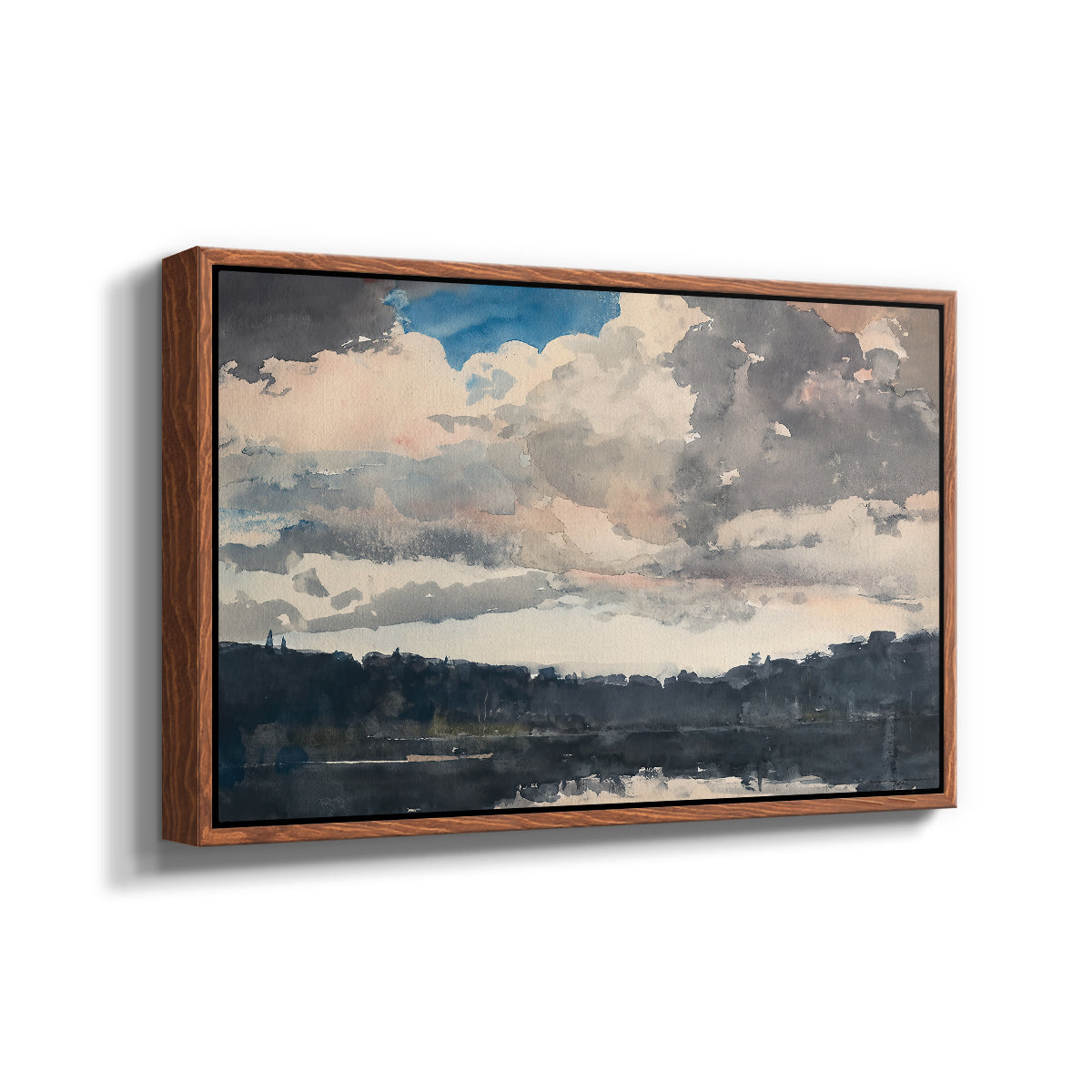 The Lone Boat, North Woods Club, Adirondacks, 1892 - Floater Framed Canvas Print