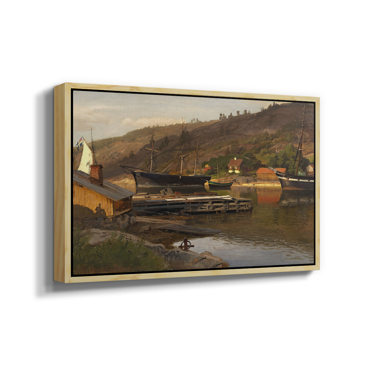 Landingsbrygge Husvik, Drøbak, 1875 - Floater Framed Canvas Print