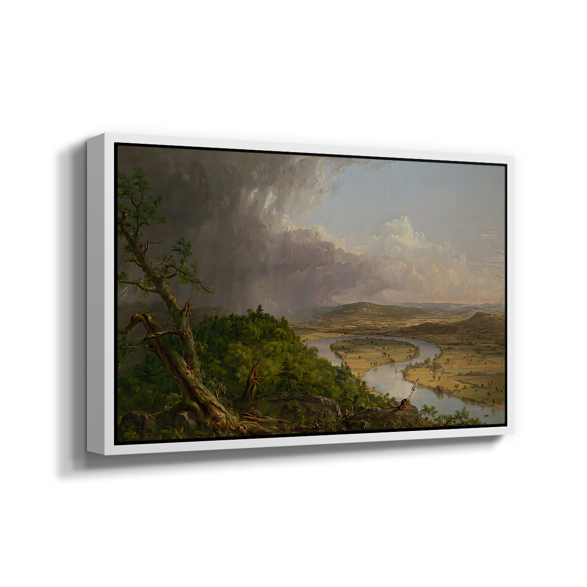 View from Mount Holyoke, Northampton, Massachusetts, after a Thunderstorm (Oxbow), 1836 - Floater Framed Canvas Print