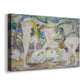 Canvas art print featuring an expressionist scene of female forms blending into natural surroundings, displayed at an angle
