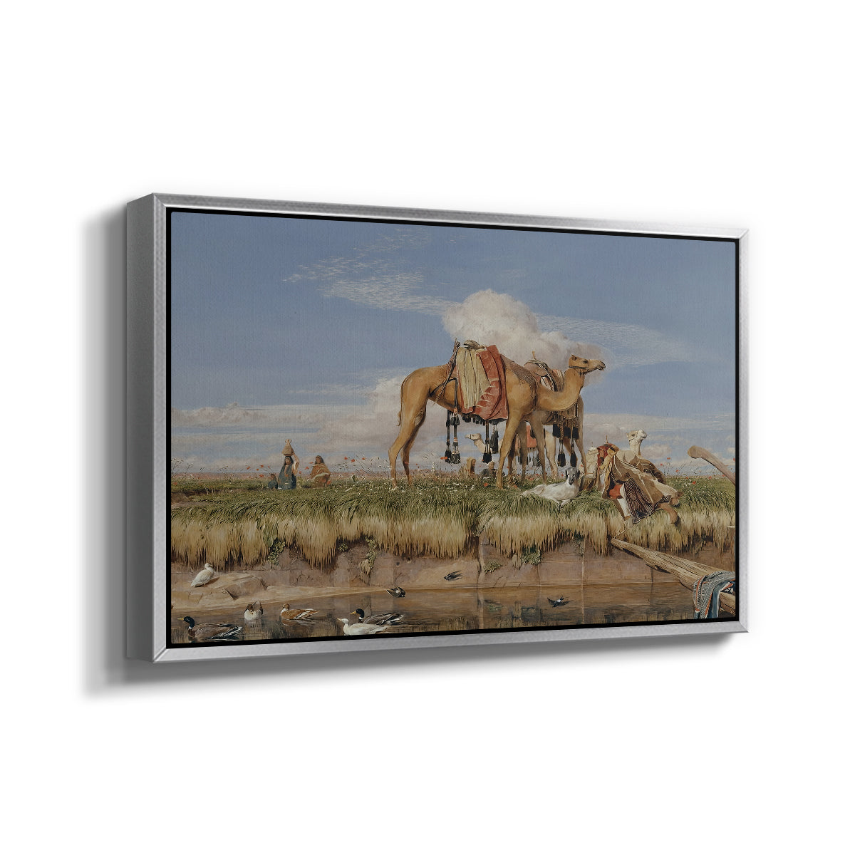 On the Banks of the Nile, Upper Egypt, 1876 - Floater Framed Canvas Print