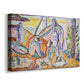 Canvas art print featuring an expressive seaside gathering with reclining and seated figures, displayed at an angle