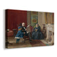 Canvas art print featuring a domestic portrait of group gathered in modest home setting, displayed at an angle