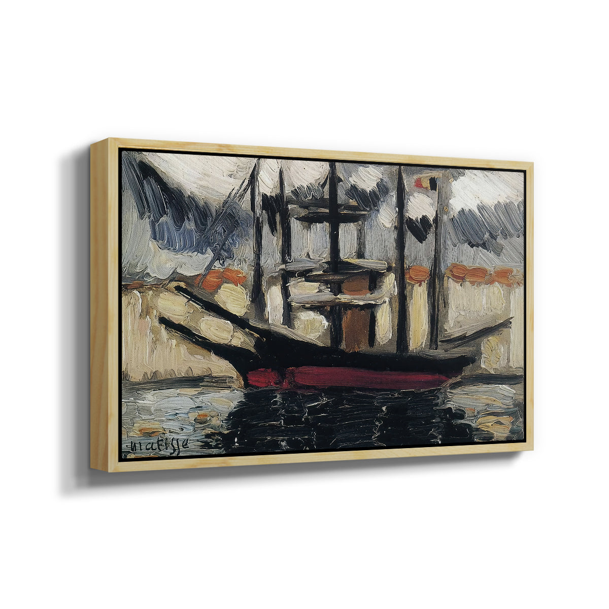 Two Boats Side by Side, Port of Marseilles, c. 1916 - Floater Framed Canvas Print