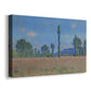 Canvas art print featuring an impressionist landscape of blooming poppies in countryside, displayed at an angle