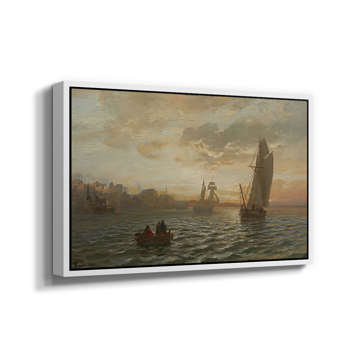 View from the Oslofjord, 1866 - Floater Framed Canvas Print