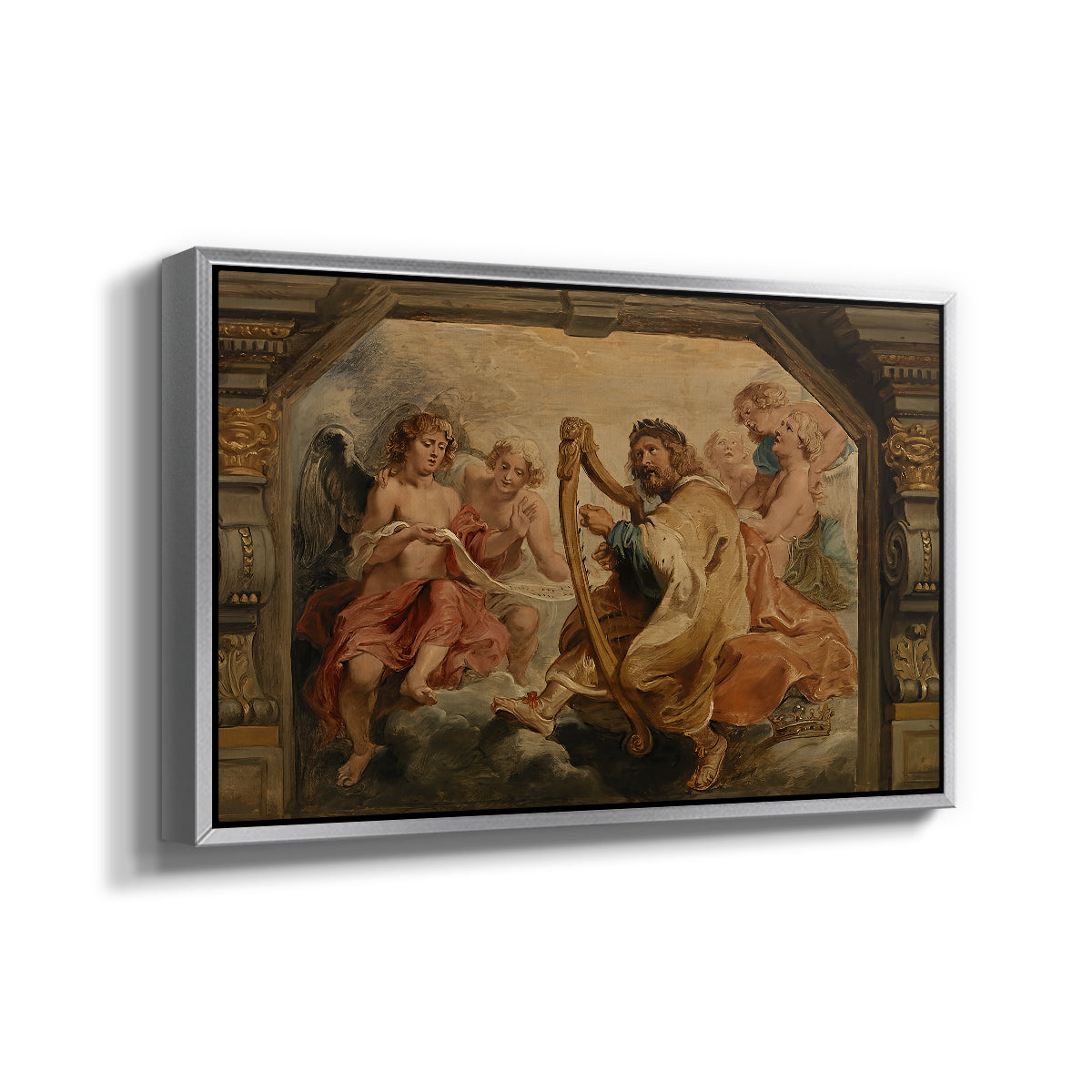 King David Playing the Harp, c. 1627-1628 - Floater Framed Canvas Print