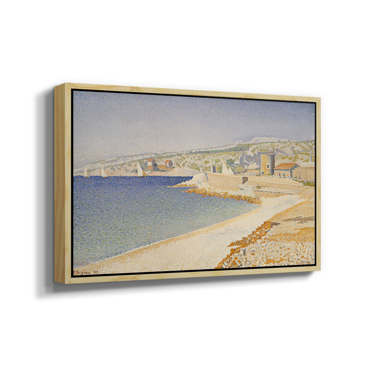 The Jetty at Cassis, Opus 198, 1889 - Floater Framed Canvas Print