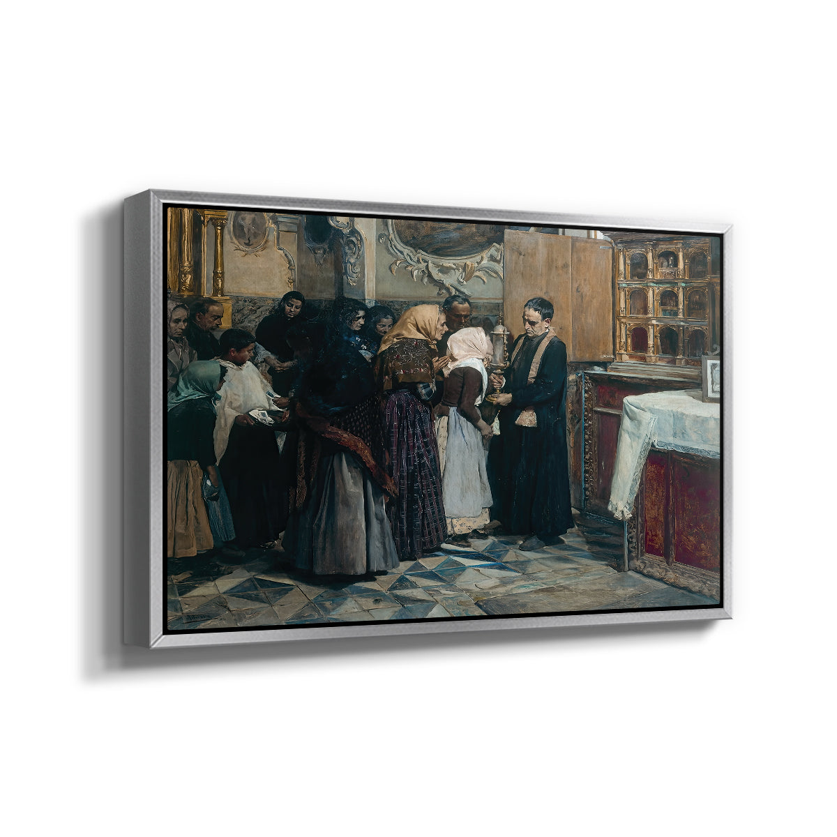 Kissing the Relic, 1893 - Floater Framed Canvas Print