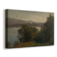 Canvas art print featuring a tranquil landscape with smooth water surface and distant terrain, displayed at an angle