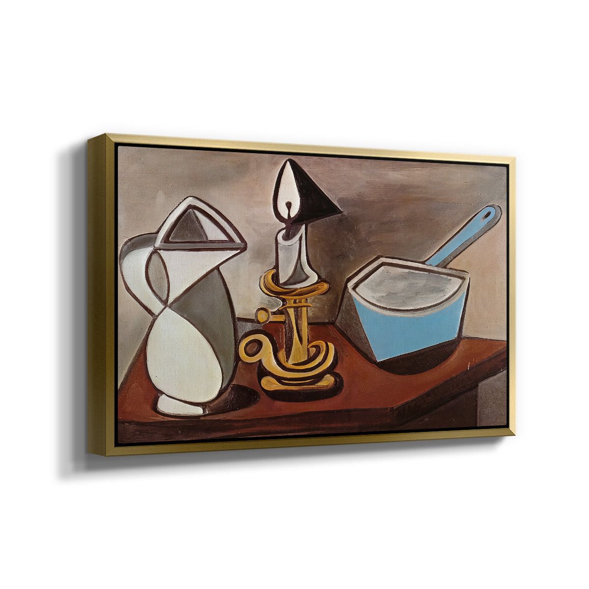 Jug, Candle, and Enamel Pan, 1950 - Floater Framed Canvas Print
