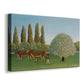 Canvas art print featuring a pastoral countryside with livestock scattered across field, displayed at an angle