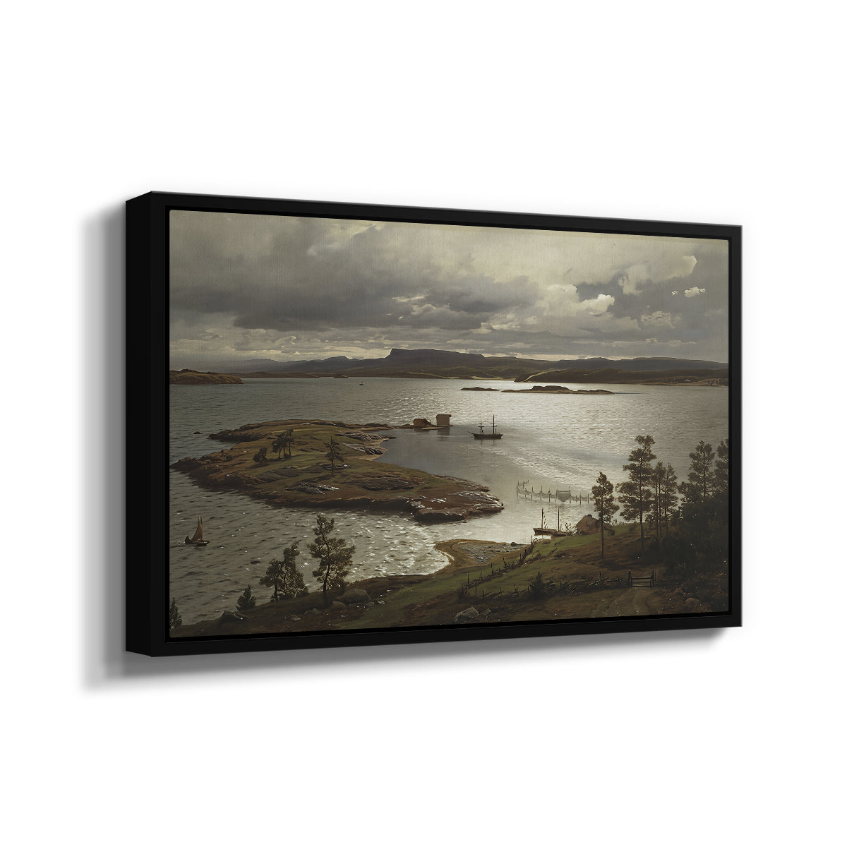 The Fjord at Sandviken (Sandviksfjorden), 1879 - Floater Framed Canvas Print