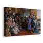Canvas art print featuring a religious scene with figures arranged in architectural space, displayed at an angle