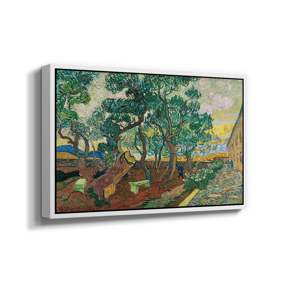 The Garden of Saint-Paul Hospital, 1889 - Floater Framed Canvas Print
