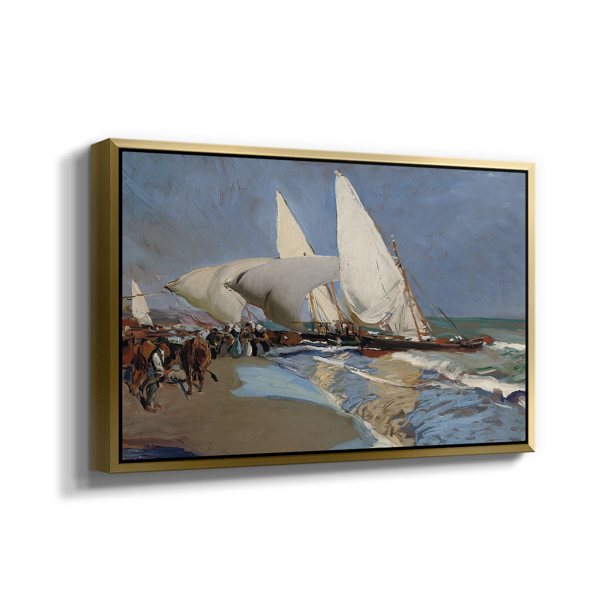 The Beach at Valencia, 1908 - Floater Framed Canvas Print