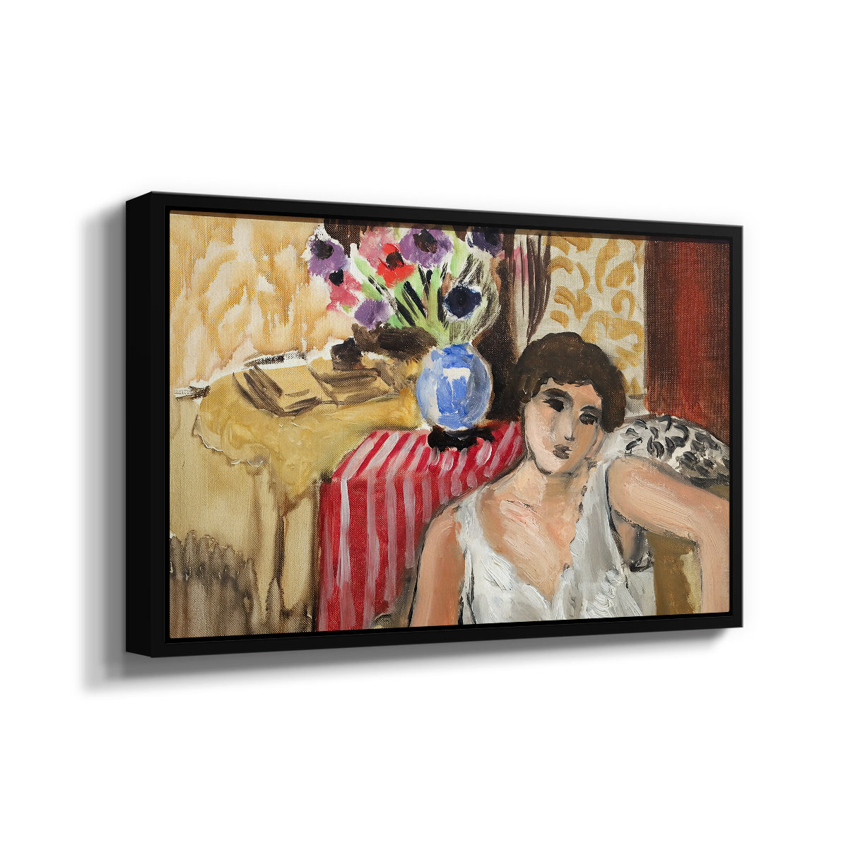 Woman Seated in an Armchair, c. 1920 - Floater Framed Canvas Print