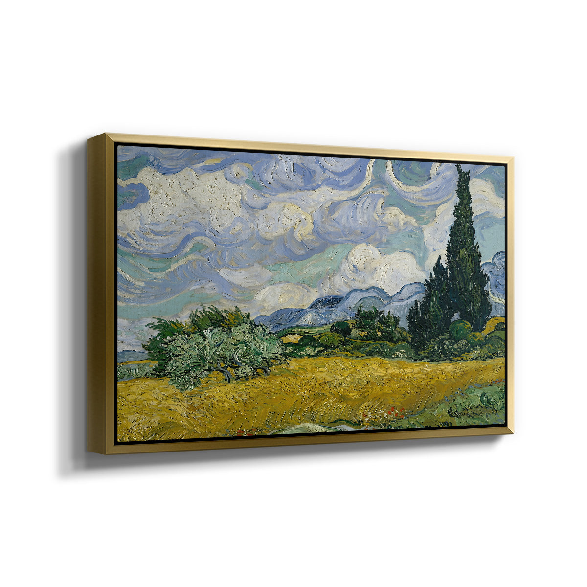 Wheat Field with Cypresses, 1889 - Floater Framed Canvas Print
