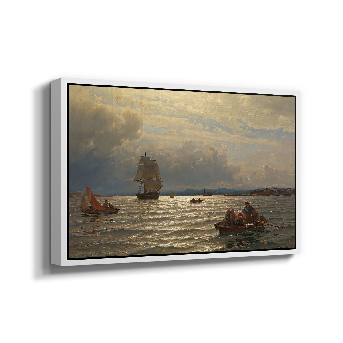 From the Inlet of Oslo, 1874 - Floater Framed Canvas Print