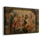 Canvas art print featuring a biblical music scene and gathered figures, displayed at an angle