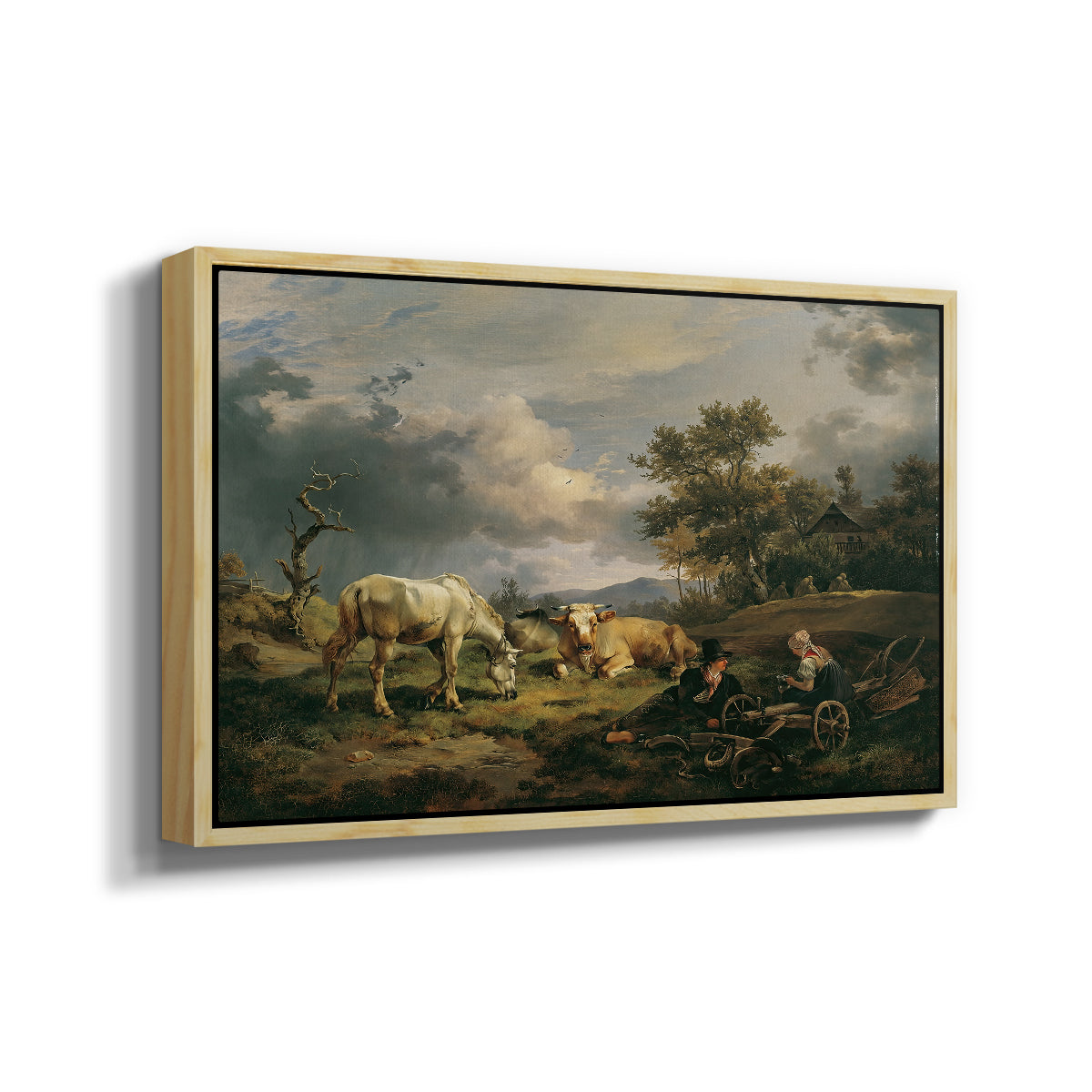 Young Peasant Couple Resting in the Field, 1829 - Floater Framed Canvas Print