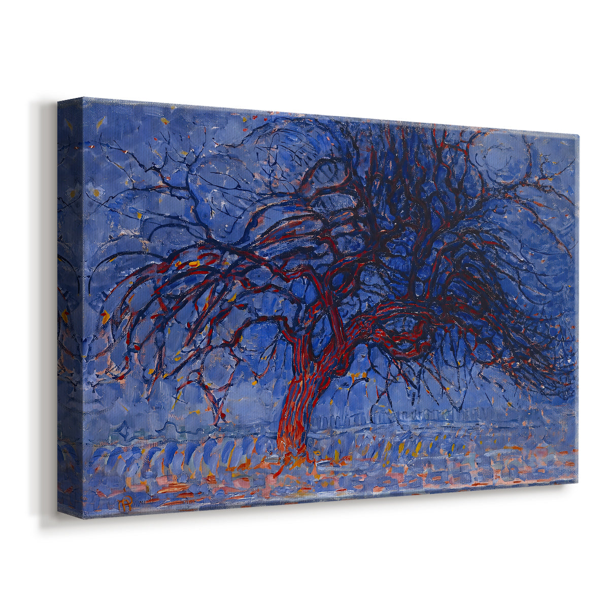 Canvas art print featuring an expressive tree form, displayed at an angle