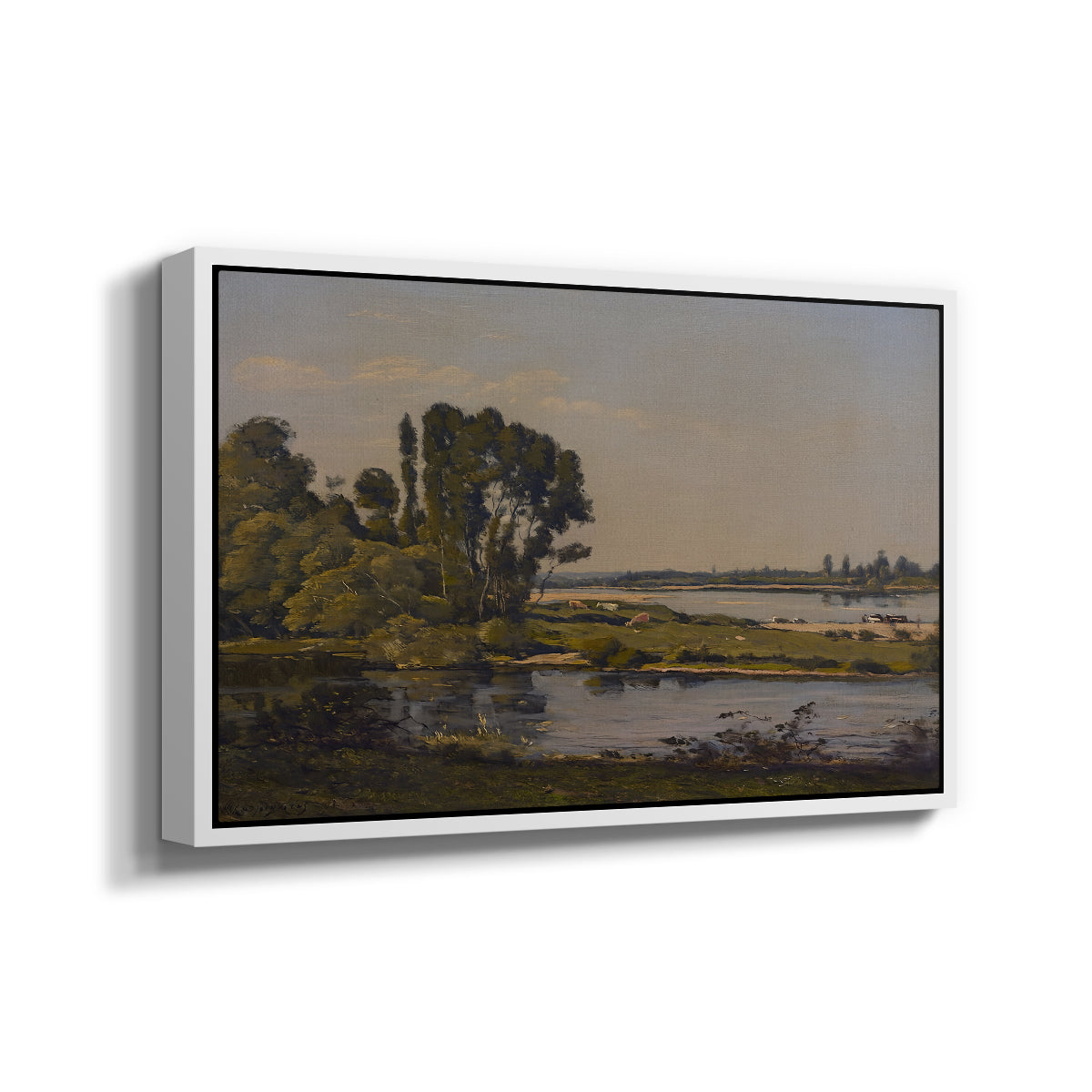 Landscape with a River, 1892 - Floater Framed Canvas Print