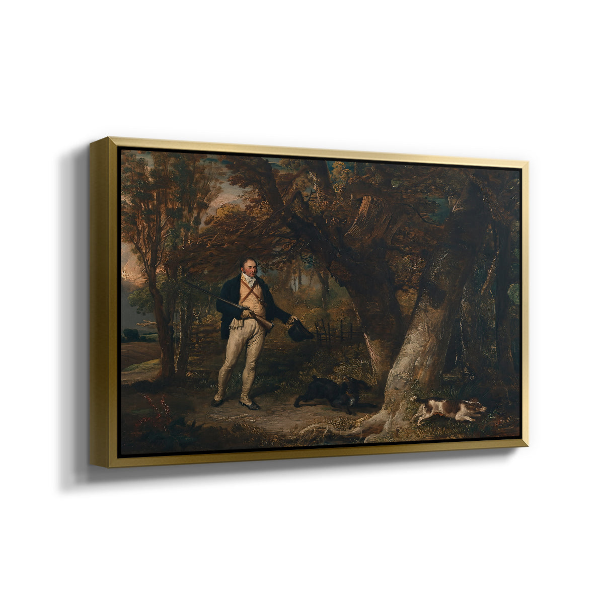 The Reverend Thomas Levett and Favourite Dogs, Cock-Shooting, 1811 - Floater Framed Canvas Print
