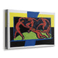 Canvas art print featuring an expressive scene of dancers forming ring with simplified forms, displayed at an angle