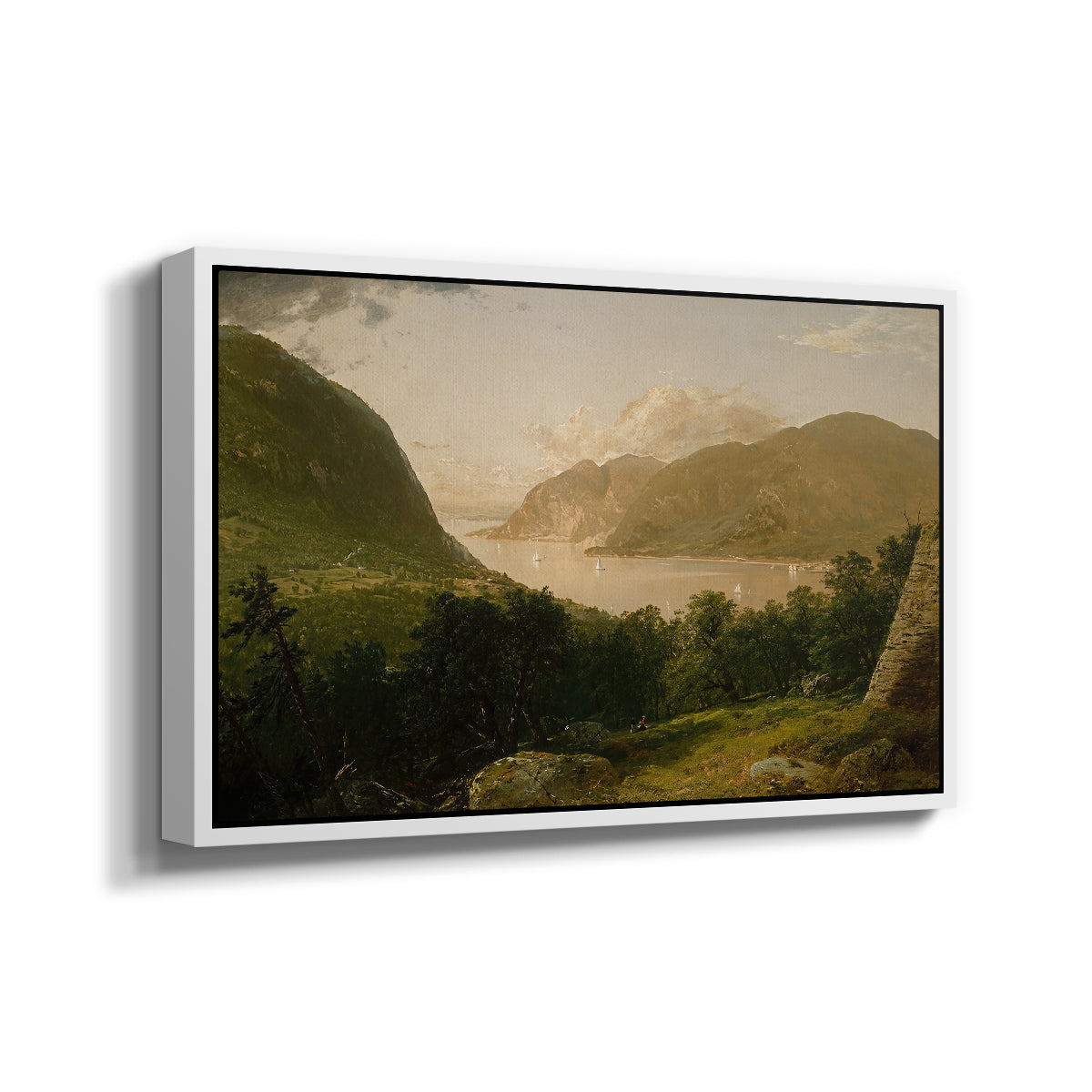 Hudson River Scene, 1857 - Floater Framed Canvas Print