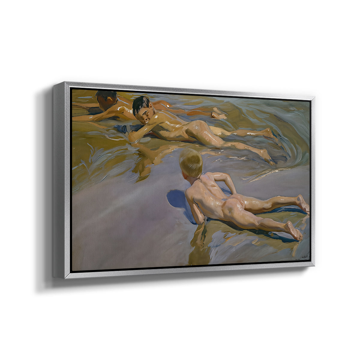 Boys on the Beach, 1910 - Floater Framed Canvas Print