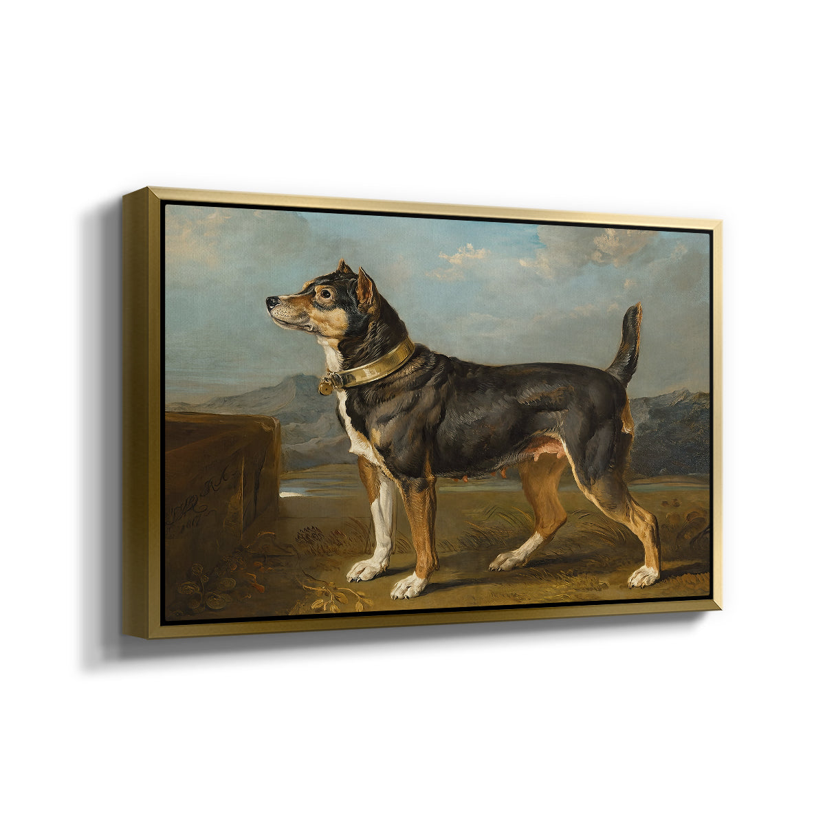A Terrier in a Landscape, c. 1811 - Floater Framed Canvas Print