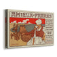 Canvas art print featuring a colorful poster design featuring stylized people and ornate lettering, displayed at an angle
