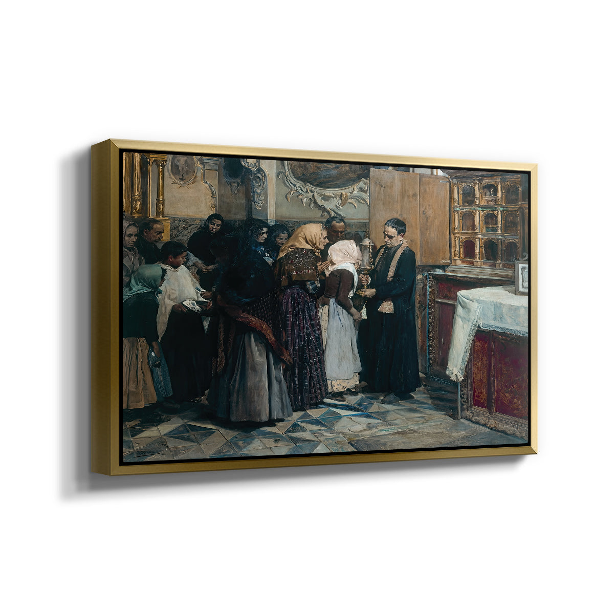Kissing the Relic, 1893 - Floater Framed Canvas Print
