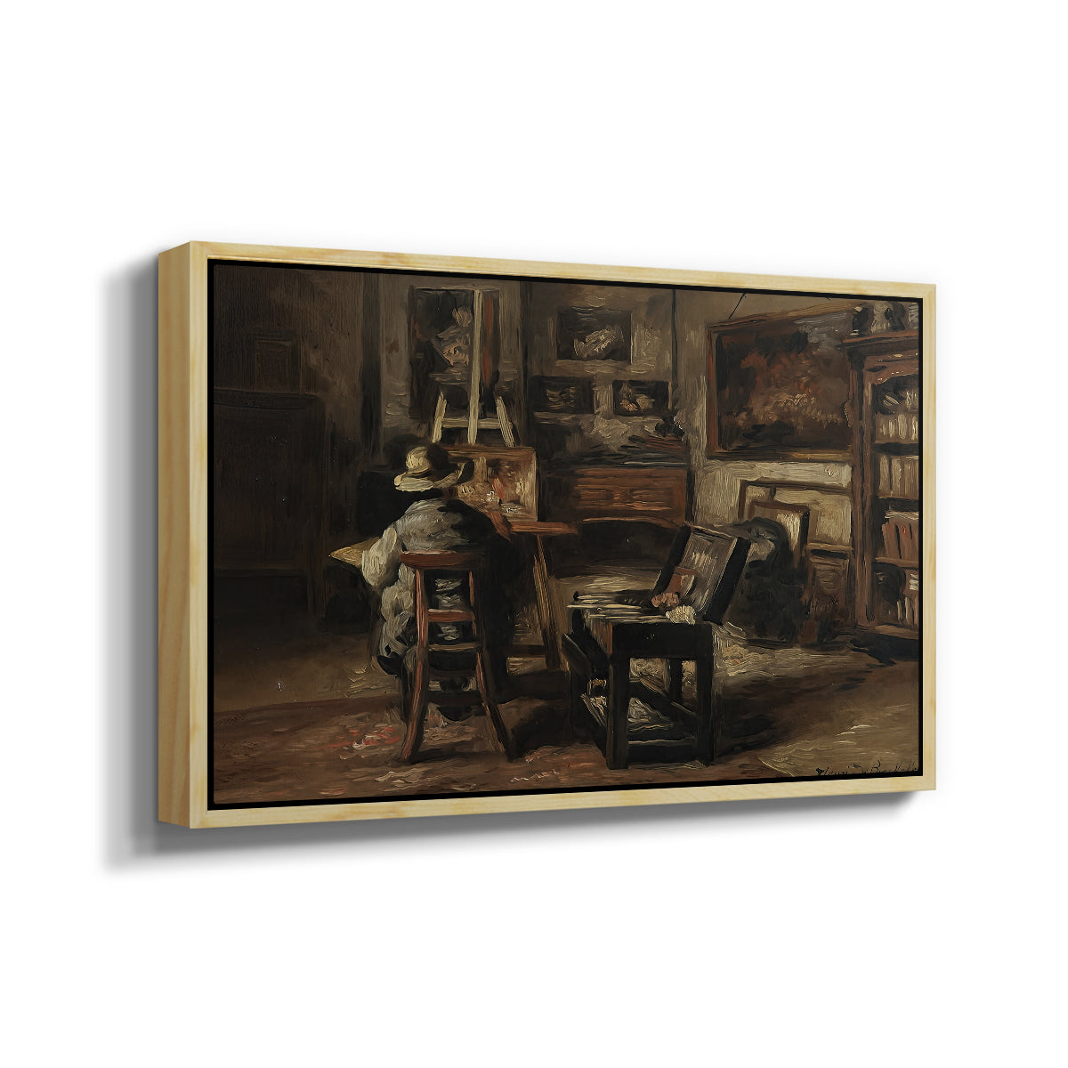 The Studio of Ferdinand De Braekeleer I, Father of the Painter, c. 1873-1885 - Floater Framed Canvas Print