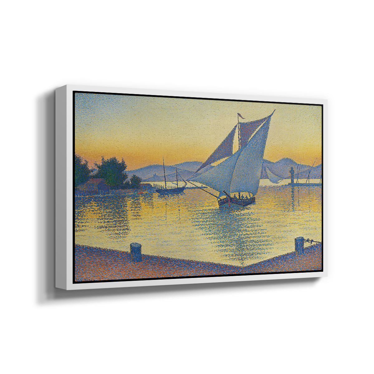 The Port at Sunset, Opus 236, Saint Tropez, 1892 - Floater Framed Canvas Print